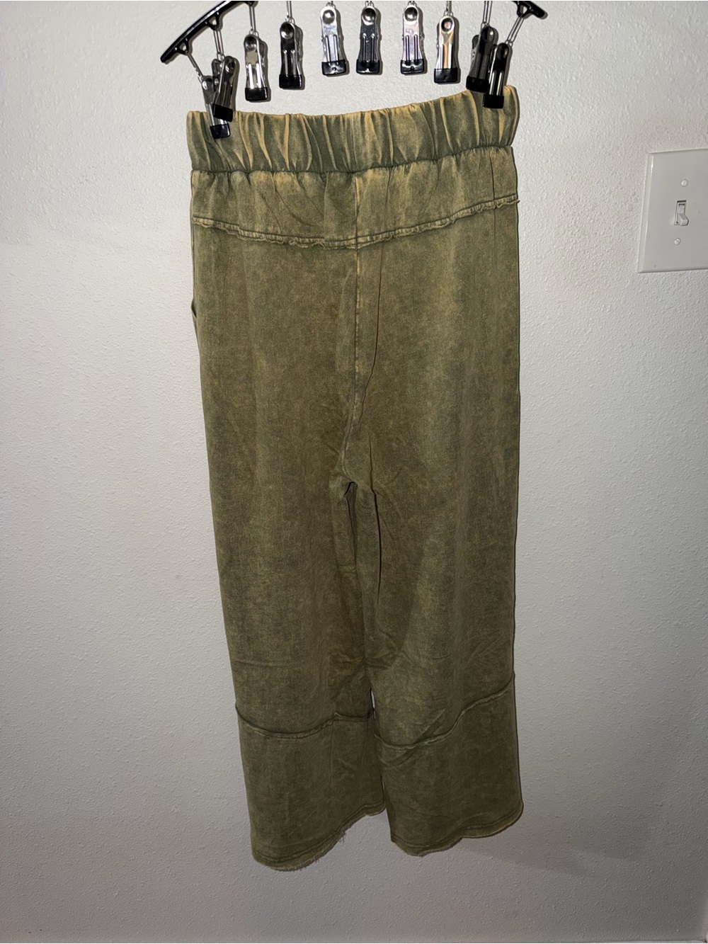 Zenana Outfitters French Terry Olive Wash Flare Drawstring Pants NWOT - Picture 6 of 10
